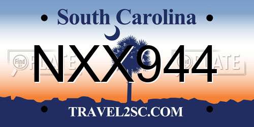 NXX944 South Carolina License Plate