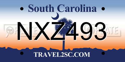 NXZ493 South Carolina License Plate