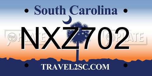 NXZ702 South Carolina License Plate