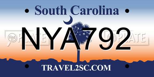 NYA792 South Carolina License Plate