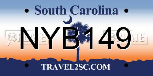 NYB149 South Carolina License Plate