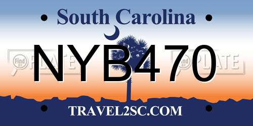 NYB470 South Carolina License Plate