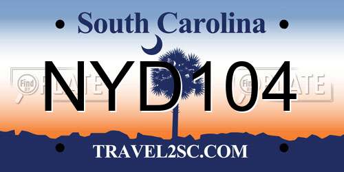 NYD104 South Carolina License Plate