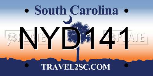 NYD141 South Carolina License Plate