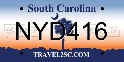 NYD416 South Carolina License Plate