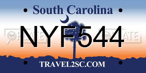 NYF544 South Carolina License Plate