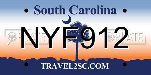 NYF912 South Carolina License Plate