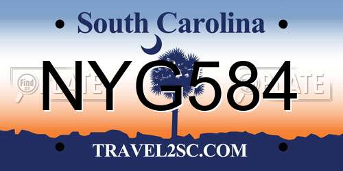 NYG584 South Carolina License Plate