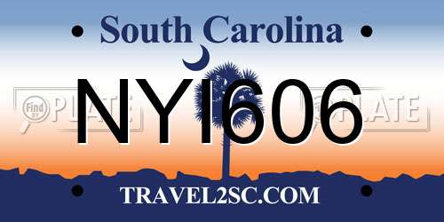 NYI606 South Carolina License Plate