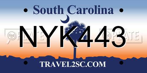 NYK443 South Carolina License Plate