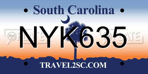 NYK635 South Carolina License Plate