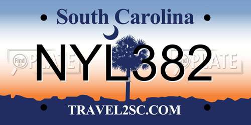 NYL382 South Carolina License Plate