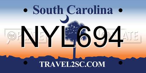 NYL694 South Carolina License Plate