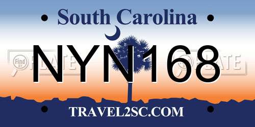 NYN168 South Carolina License Plate