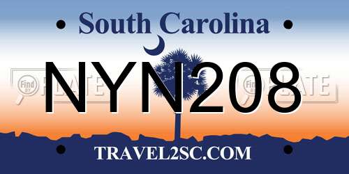 NYN208 South Carolina License Plate