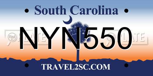 NYN550 South Carolina License Plate