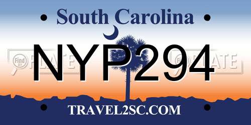 NYP294 South Carolina License Plate
