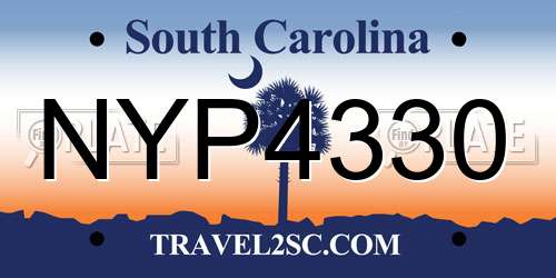 NYP4330 South Carolina License Plate