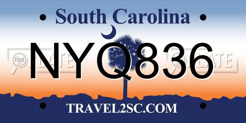 NYQ836 South Carolina License Plate
