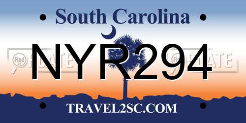 NYR294 South Carolina License Plate