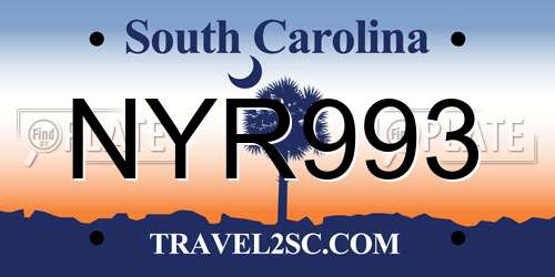 NYR993 South Carolina License Plate
