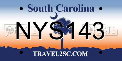 NYS143 South Carolina License Plate