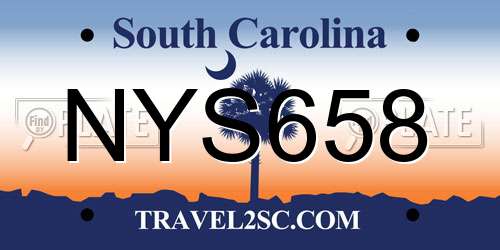 NYS658 South Carolina License Plate
