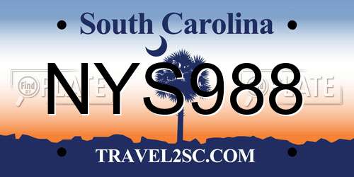 NYS988 South Carolina License Plate