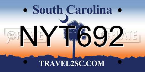 NYT692 South Carolina License Plate
