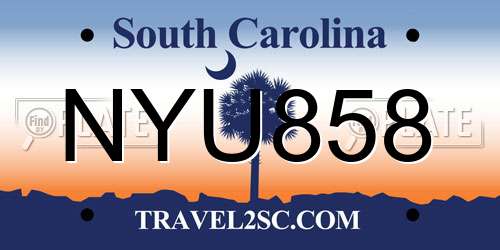 NYU858 South Carolina License Plate