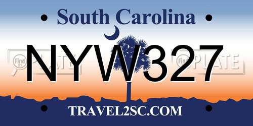 NYW327 South Carolina License Plate