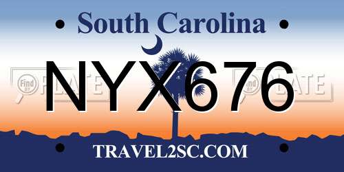NYX676 South Carolina License Plate
