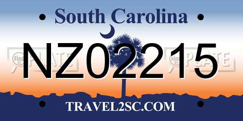 NZ02215 South Carolina License Plate