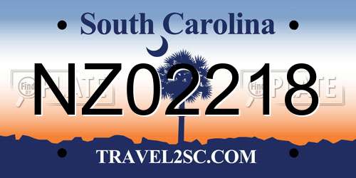 NZ02218 South Carolina License Plate