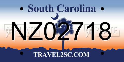 NZ02718 South Carolina License Plate