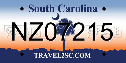 NZ07215 South Carolina License Plate