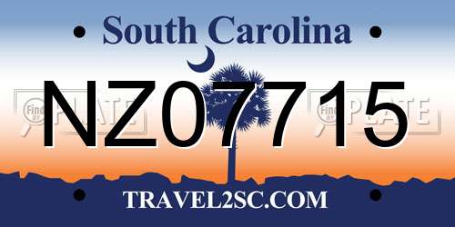 NZ07715 South Carolina License Plate