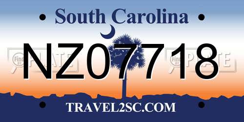 NZ07718 South Carolina License Plate