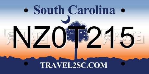 NZ0T215 South Carolina License Plate