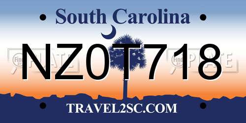 NZ0T718 South Carolina License Plate