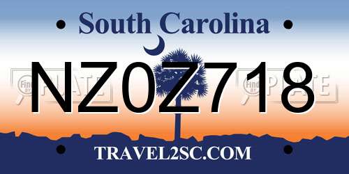NZ0Z718 South Carolina License Plate