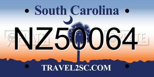 NZ50064 South Carolina License Plate