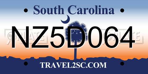 NZ5D064 South Carolina License Plate