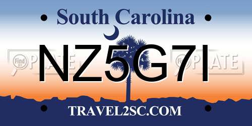 NZ5G7I South Carolina License Plate