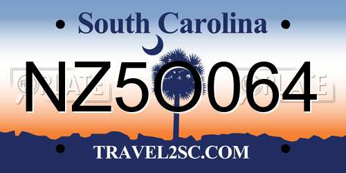NZ5O064 South Carolina License Plate