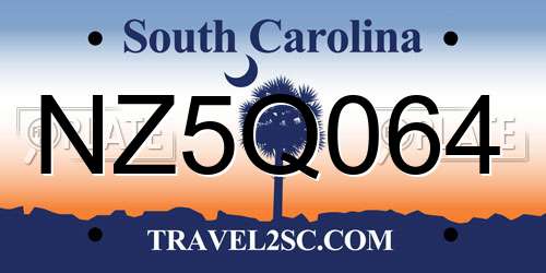 NZ5Q064 South Carolina License Plate