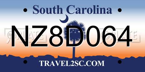 NZ8D064 South Carolina License Plate