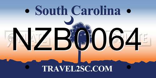 NZB0064 South Carolina License Plate