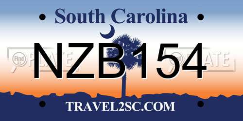 NZB154 South Carolina License Plate