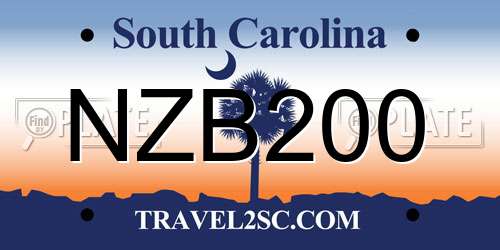 NZB200 South Carolina License Plate